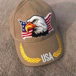 Tan Velcro USA eagle hat
